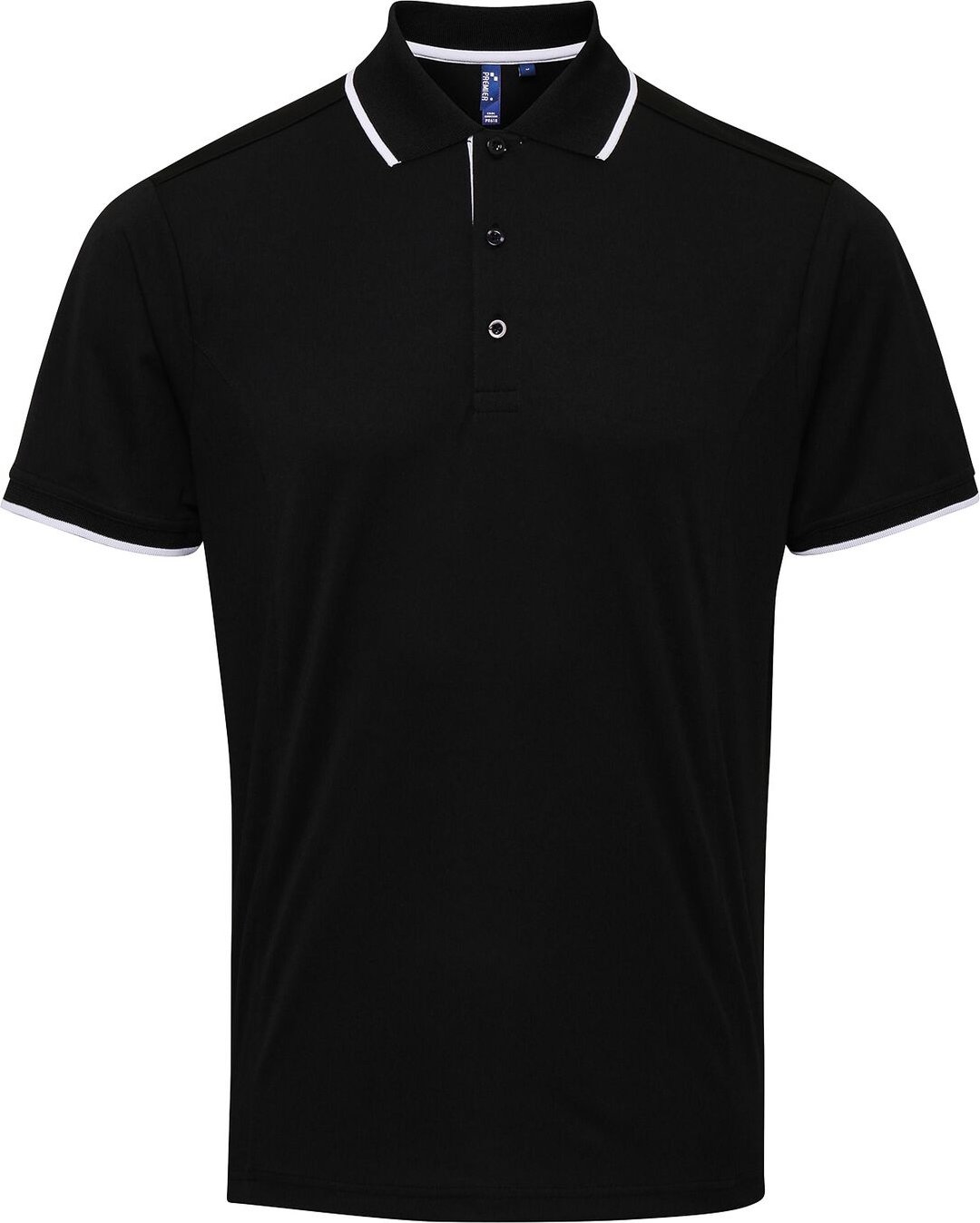 Premier Mens Contrast Coolchecker Polo Shirt (Schwarz/Weiß)