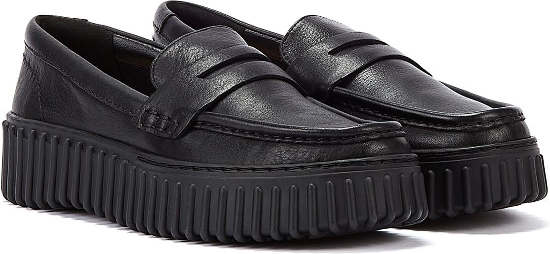 Clarks Torhill Penny Leder Damen Schwarz Komfort Schuhe