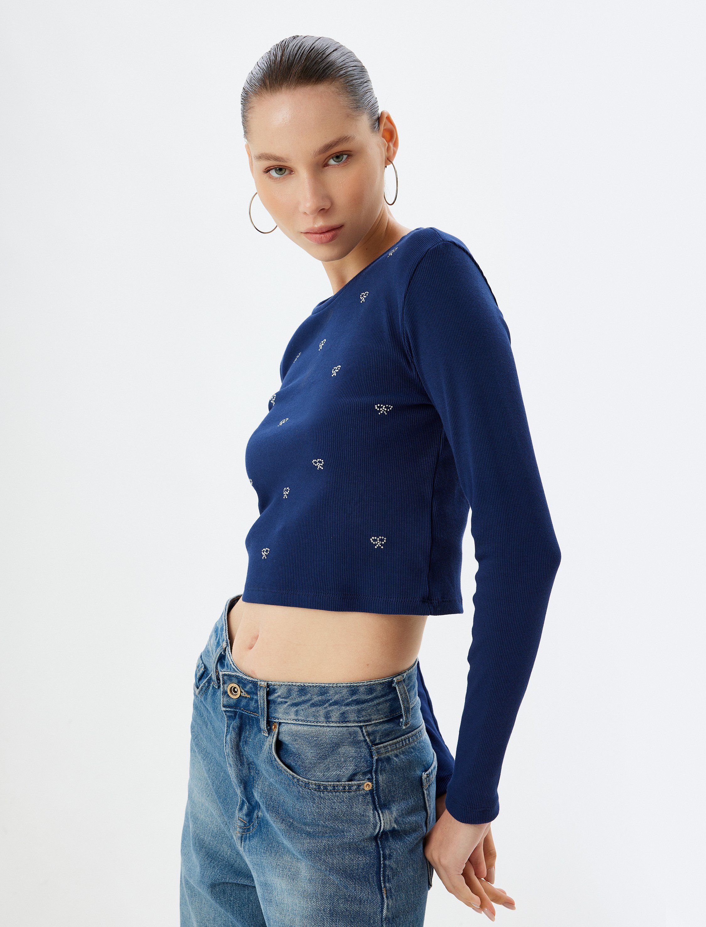 Koton T-shirt Rundhalsausschnitt Langärmelig T-shirt