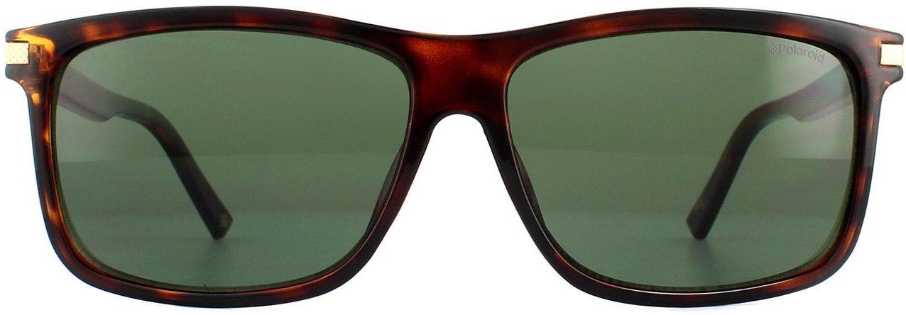 Thumbnail - Polaroid Rectangle Mens Dark Havana Green Polarisierte Sonnenbrille