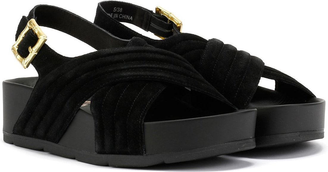 Thumbnail - Desert Fleur Sparks Damen Sandalen Aus Schwarzem Wildleder