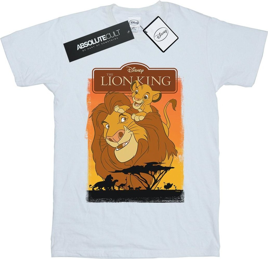 Disney Herren Der König der Löwen Simba und Mufasa T-Shirt (Weiß)