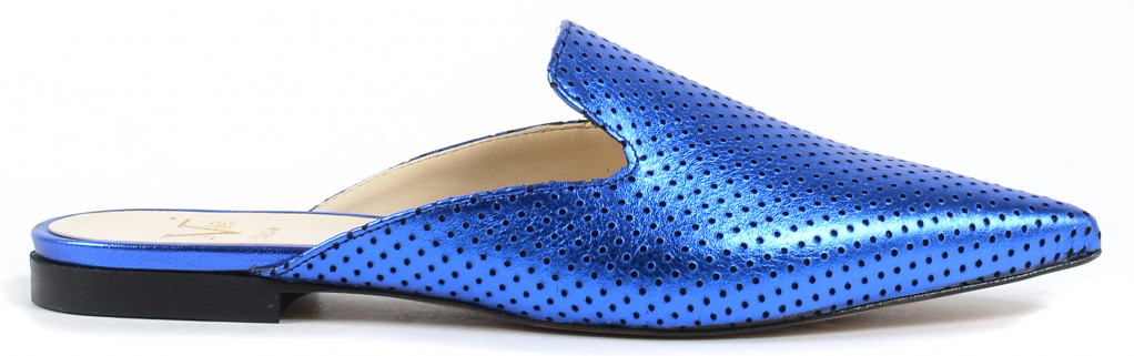 V Italia Damen Slide Lamé Blau 4747 Sabot Traf Lam Blu