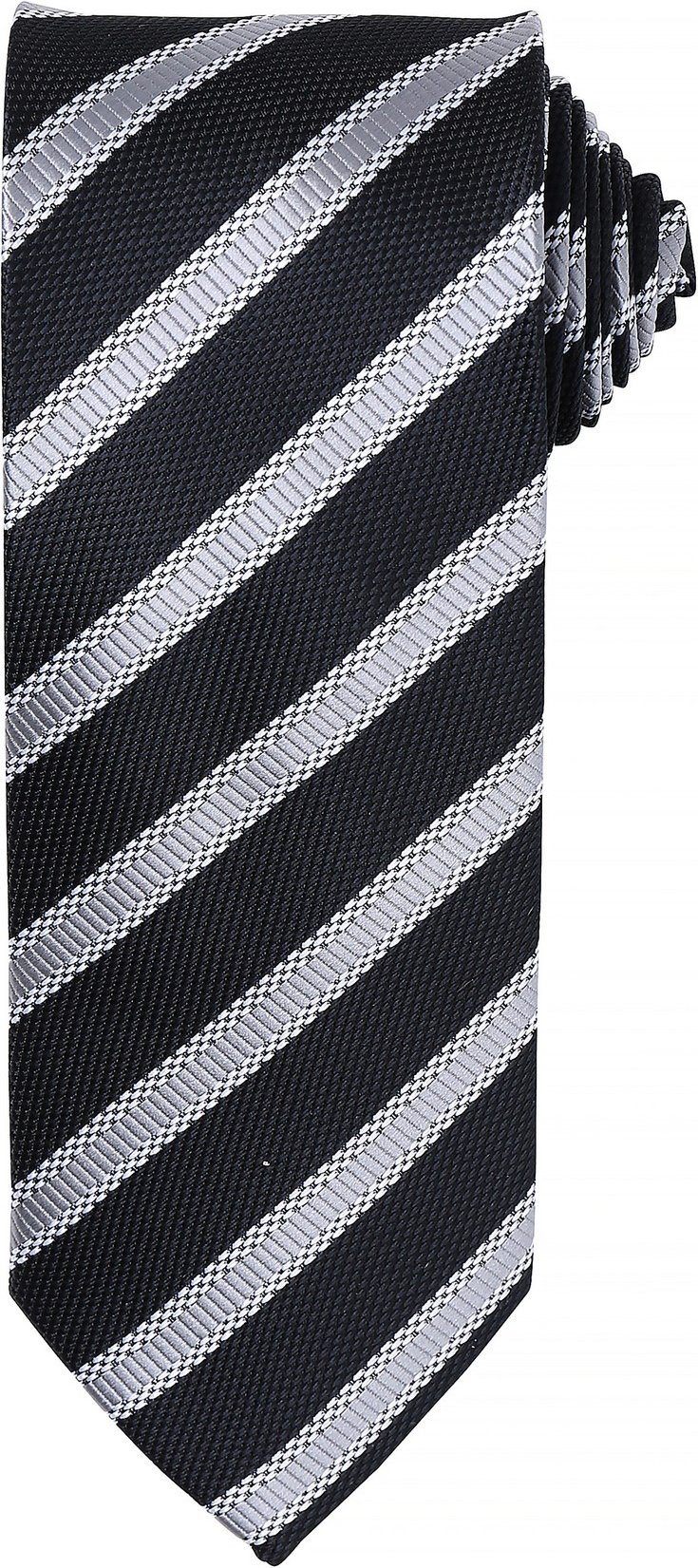 Thumbnail - Premier Mens Waffle Stripe Formal Business Tie (Schwarz/Dunkelgrau)