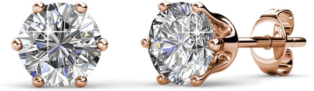 Solitär-M-Ohrringe - Roségold und Kristall