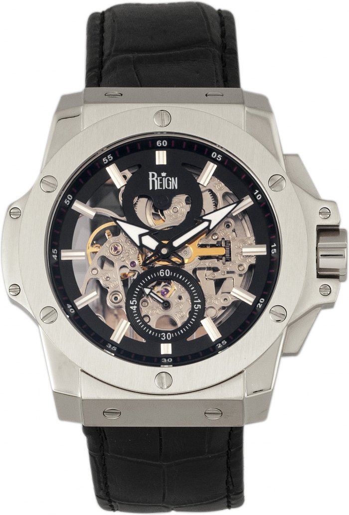 Reign Commodus Automatik-Skelett-Lederarmbanduhr