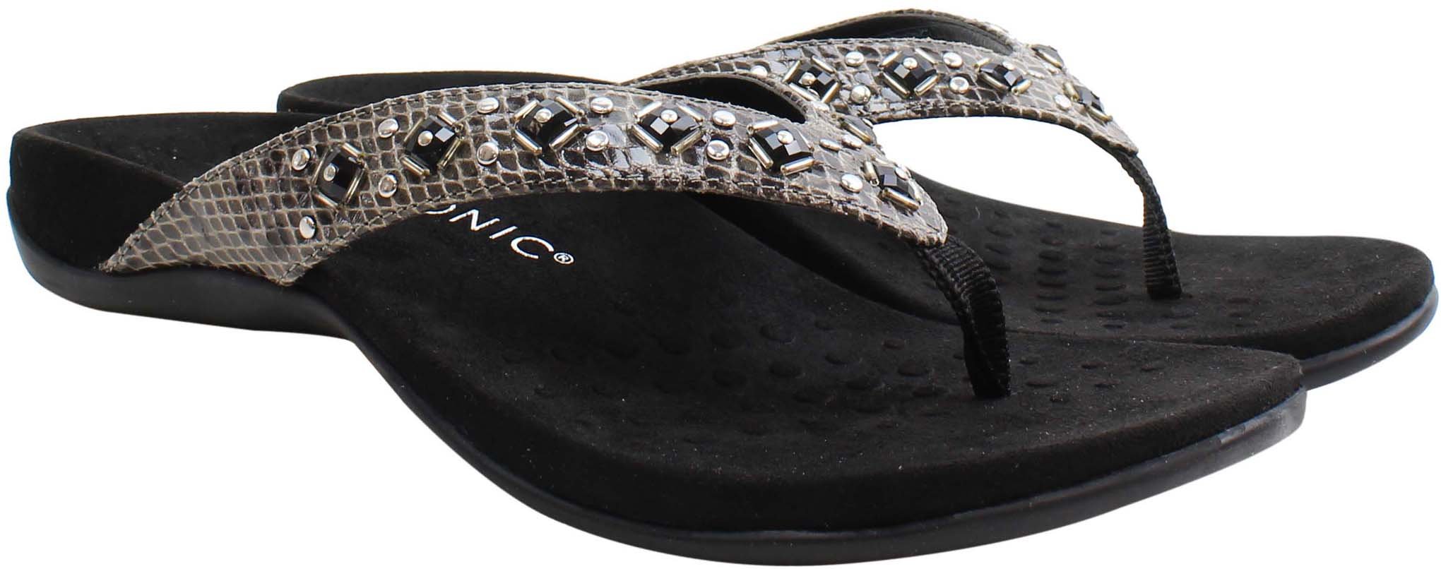 Vionic Floriana Snake Damen Schwarze Flip-Flops