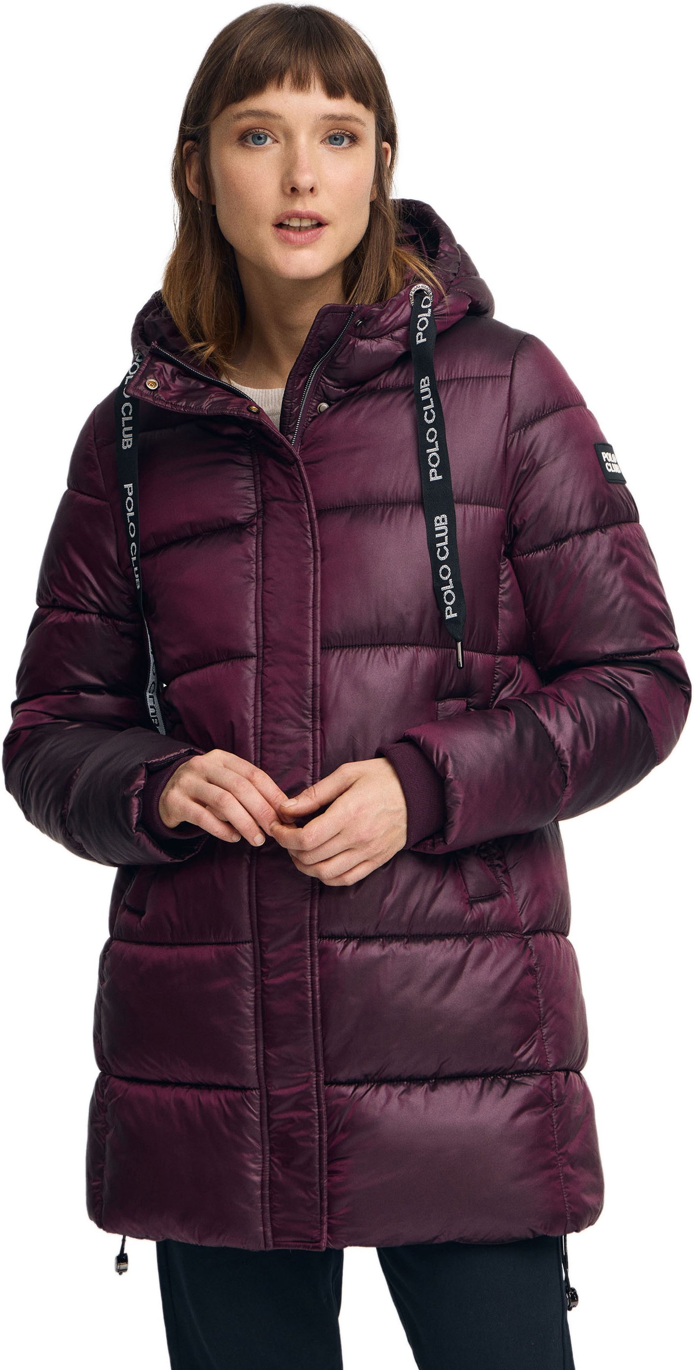 Mantel Silvon granatrot mit Polo Club-Logo