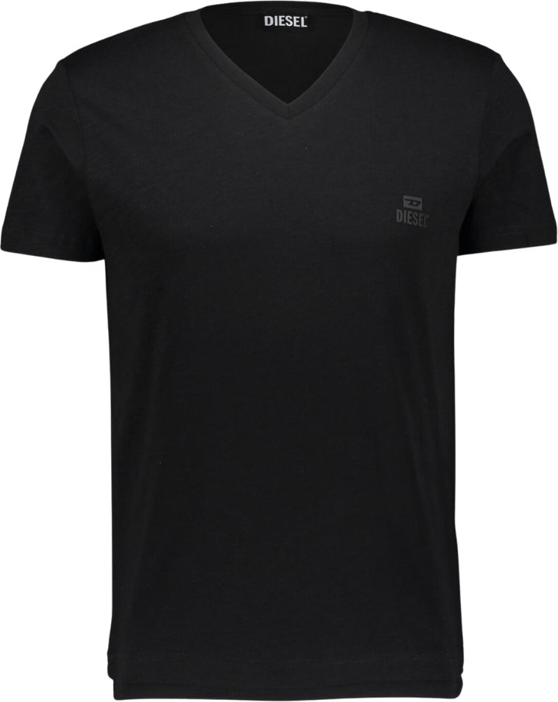 Diesel Ton in Ton gehaltenes schwarzes T-Shirt mit Logo und V-Ausschnitt