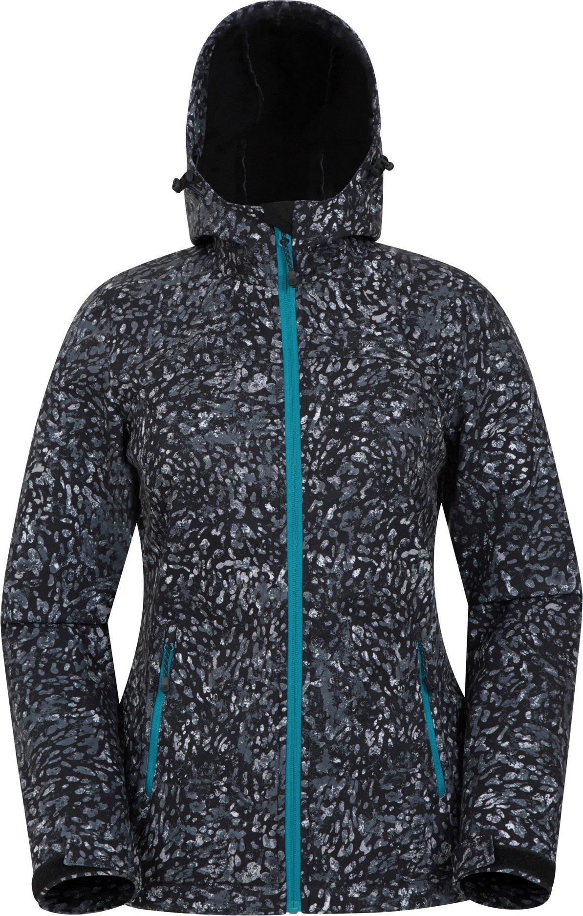 Mountain Warehouse Womens/Ladies Exodus Animal Print Wasserdichte Softshell-Jacke (Schwarz)