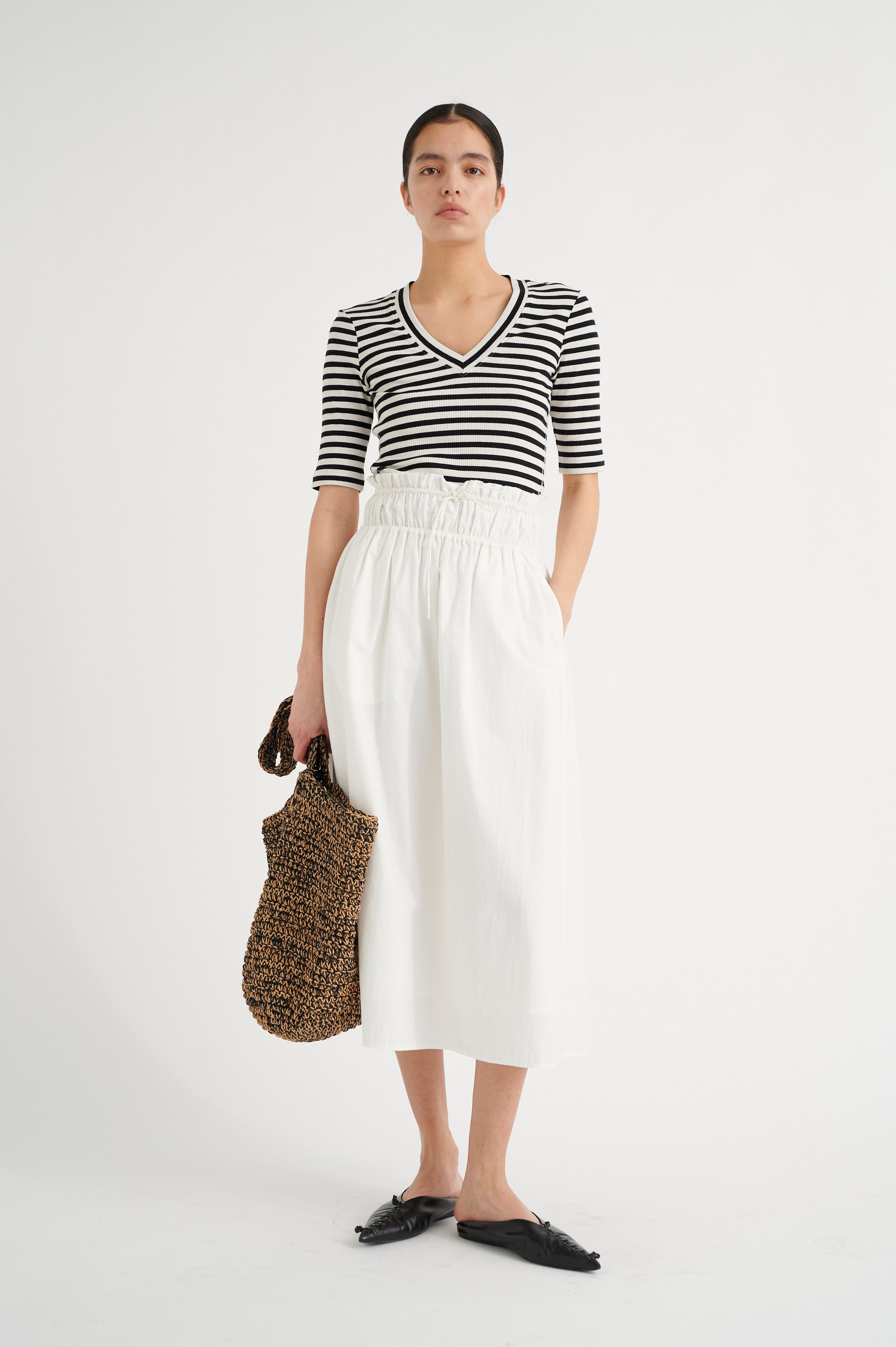 Jerseytop Slim fit Black / Whisper White black