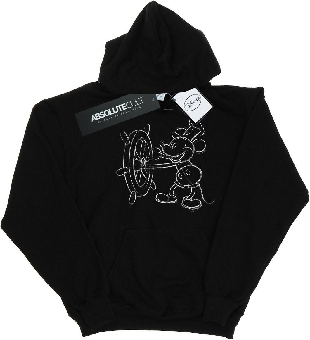 Disney - "Mickey Mouse Steamboat Sketch" Kapuzenpullover für Herren (Schwarz)