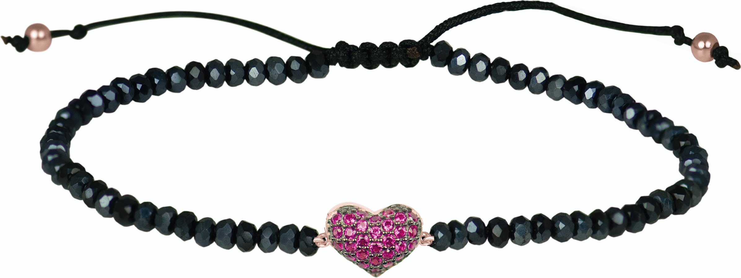 Luxenter Liebesarmreif aus 925er Sterlingsilber und Rubin-Zirkonia mit 18 Karat Rosévergoldung