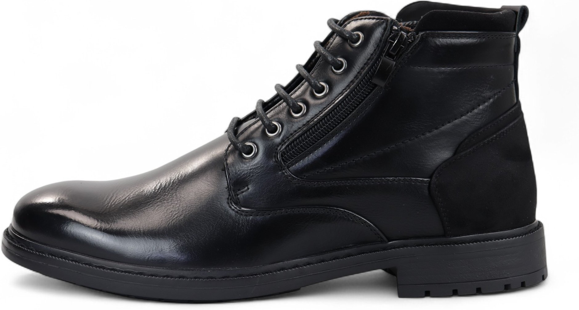 Schwarze Biker-Stiefeletten zum Schnüren für Herren