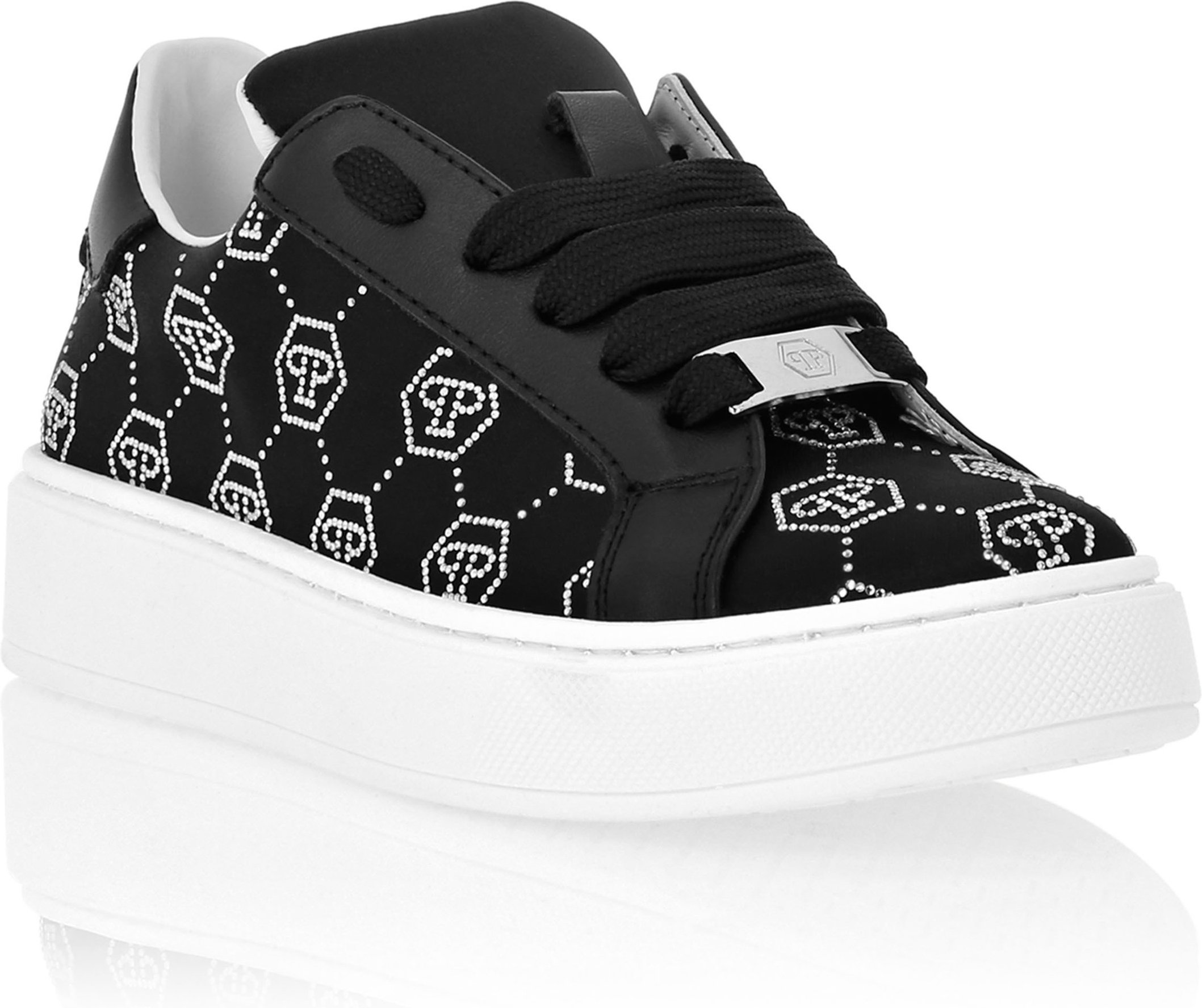 Satin Lo-Top Sneakers Monogram Strass