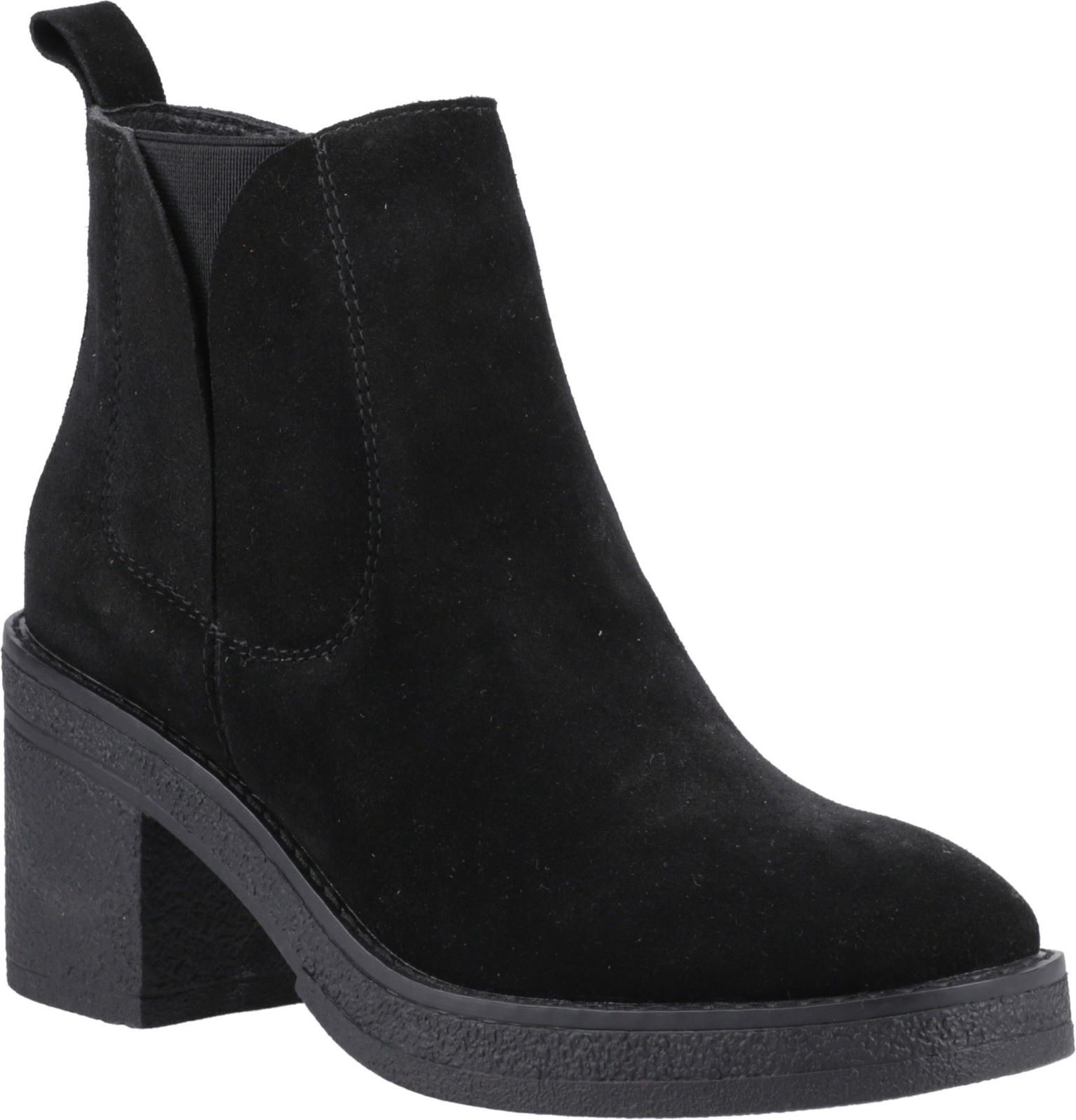 Thumbnail - Hush Puppies Felicia Wildleder Damen Schwarze Absatz Chelsea Boots