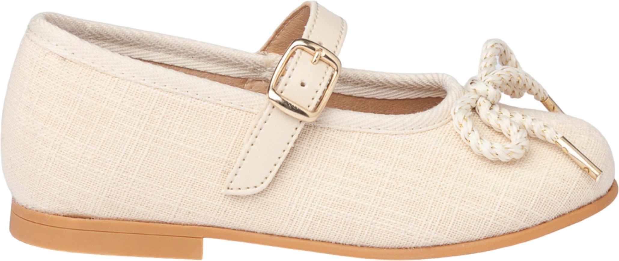 Ballerinas mit Schnürsenkeln aus Leinenleder