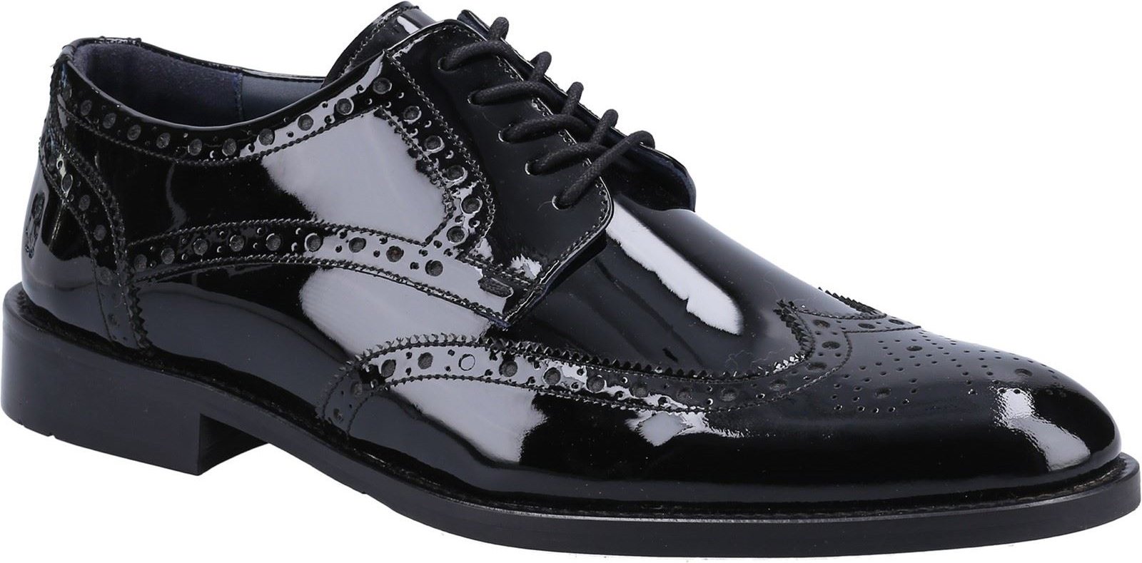 Thumbnail - Hush Puppies Dustin Brogue Lackleder Herren Schwarze Lackbrogues Schuhe