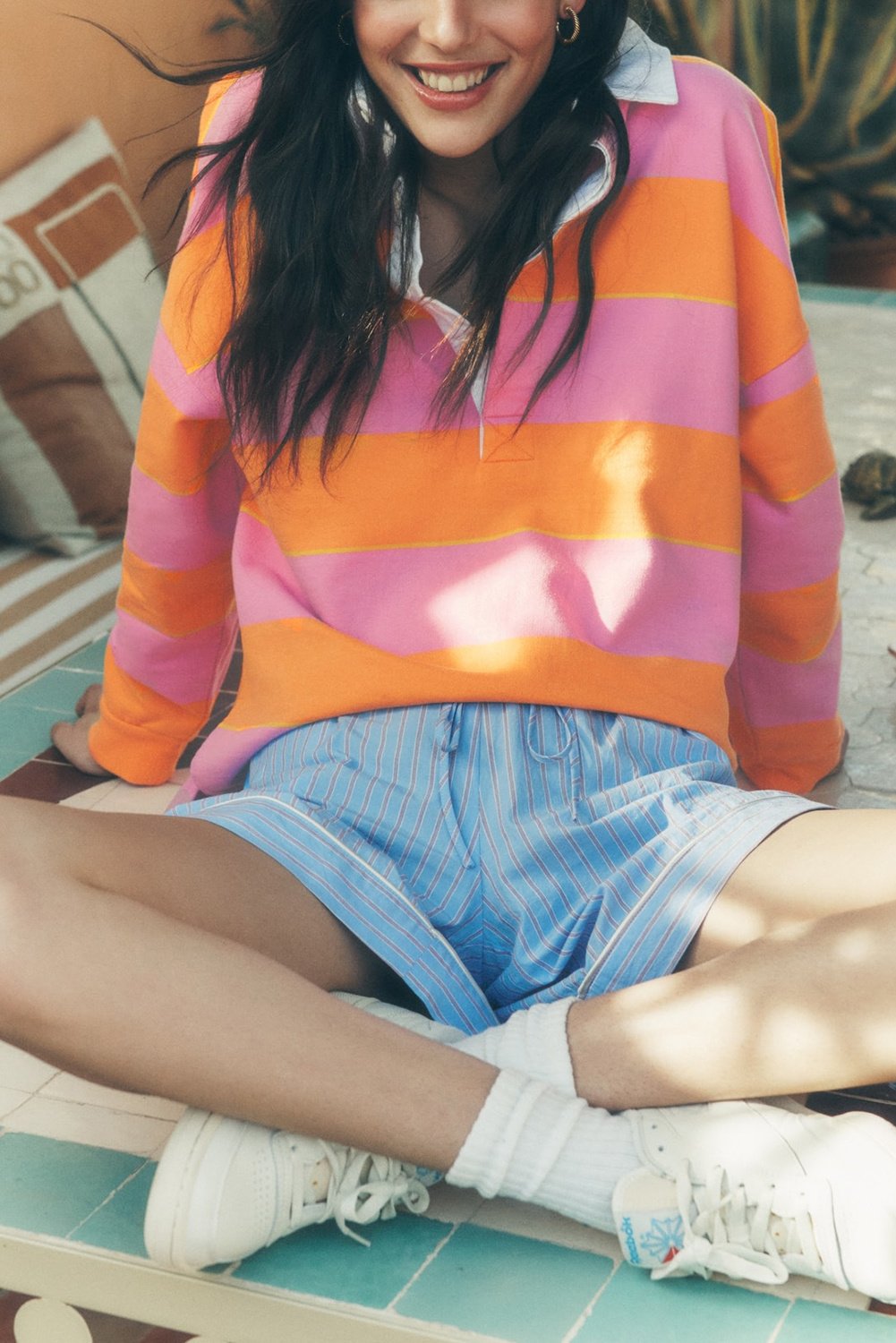 Gestreiftes Longsleeve-Polohemd