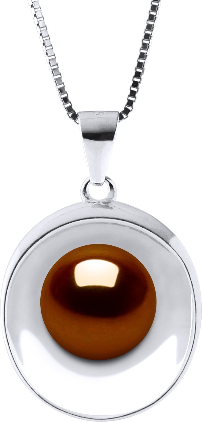 REFLECTIONS Halskette Süßwasserperle 9-10 mm Chocolate 925