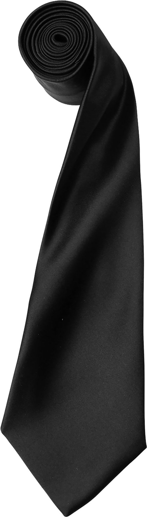 Thumbnail - Premier Herrenkrawatte aus Satin (schmale Klinge) (2er-Pack) (Schwarz)