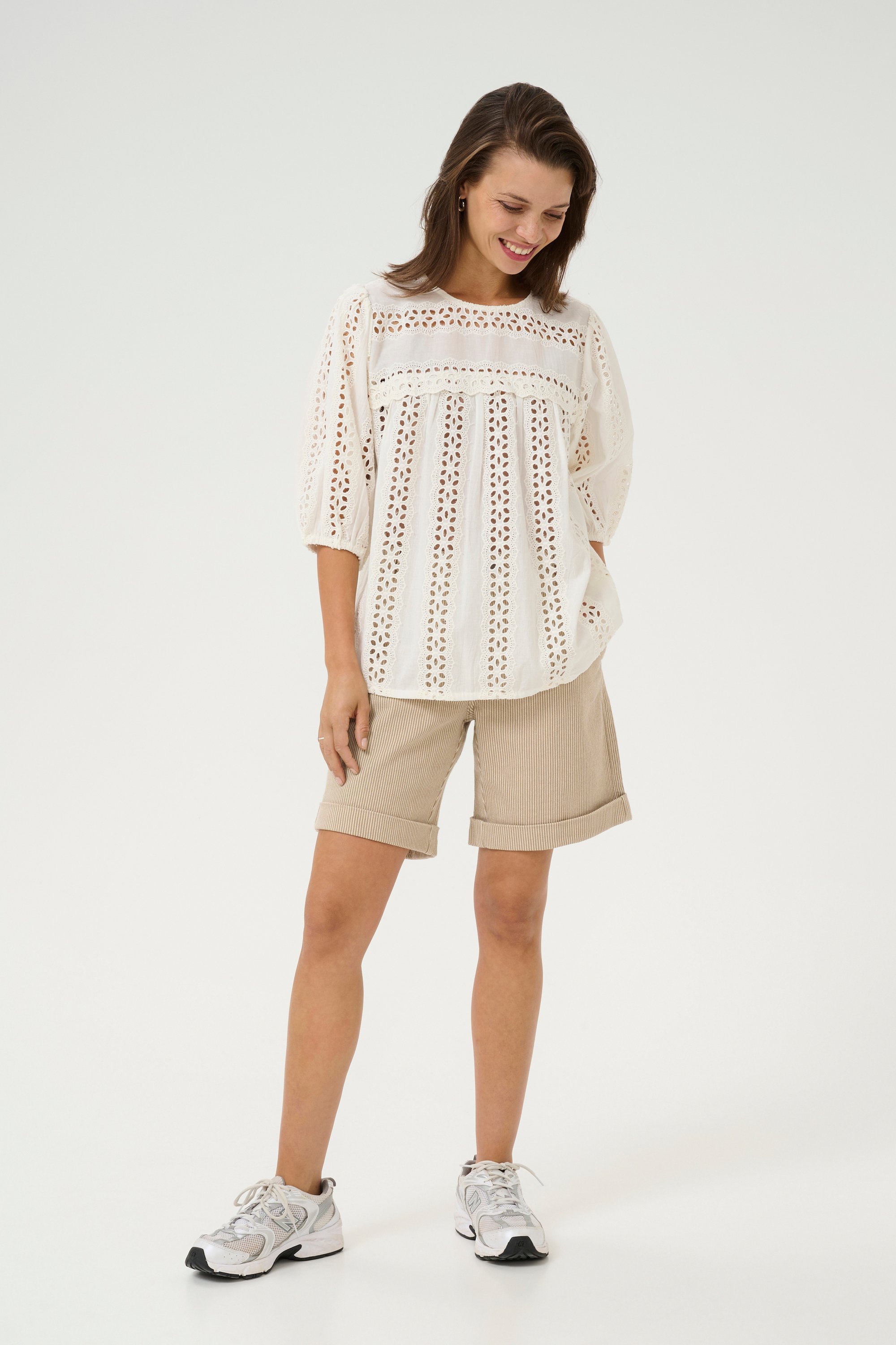 Langarm-Bluse Regular fit Chalk white