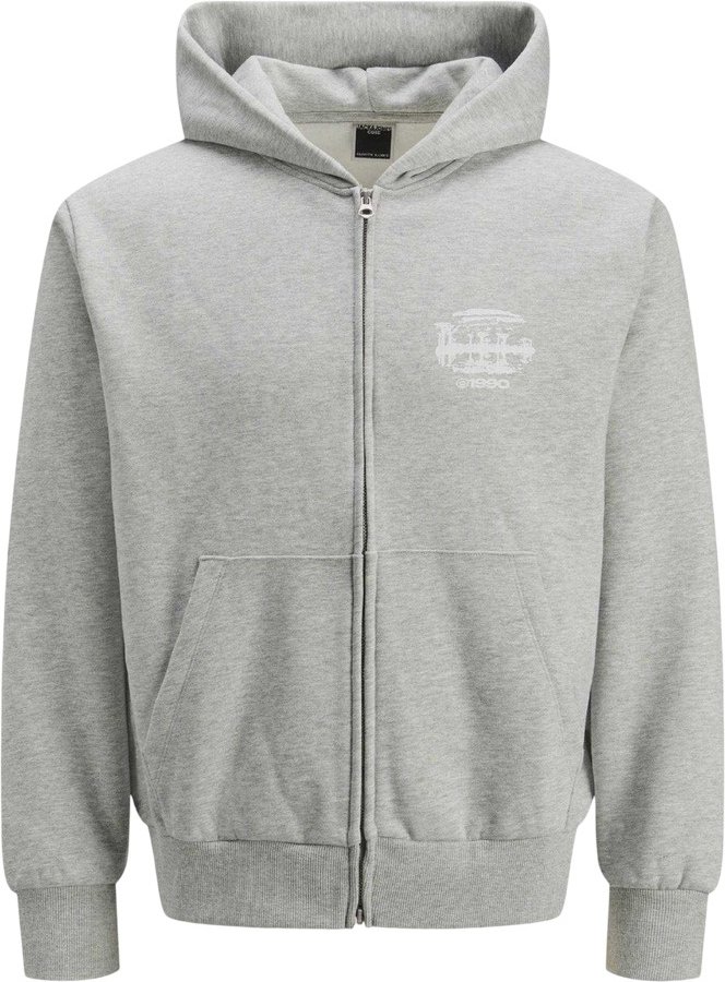 Jack And Jones - "Prime" Kapuzenpullover für Herren, Durchgehender Reißverschluss (Grau)