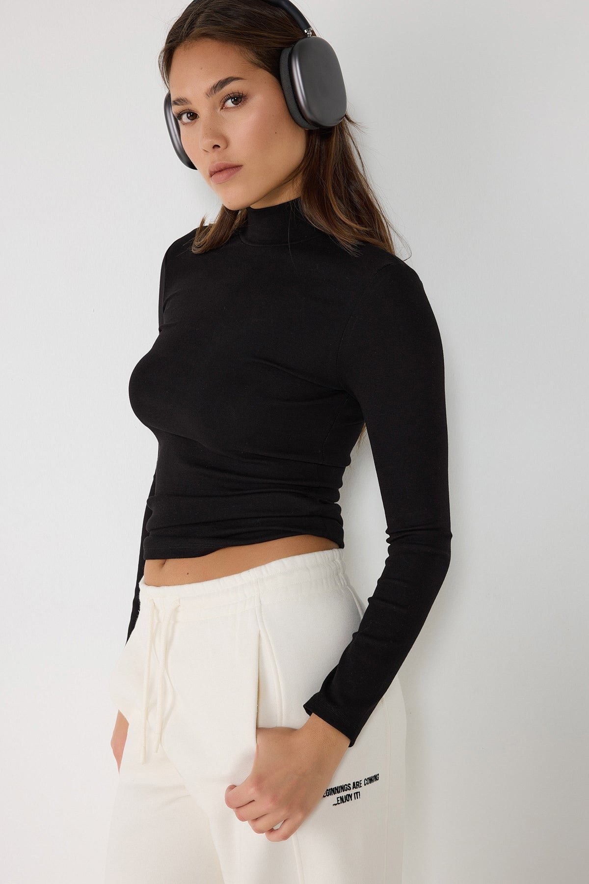 Duru Basic Langarm-Rollkragenbluse