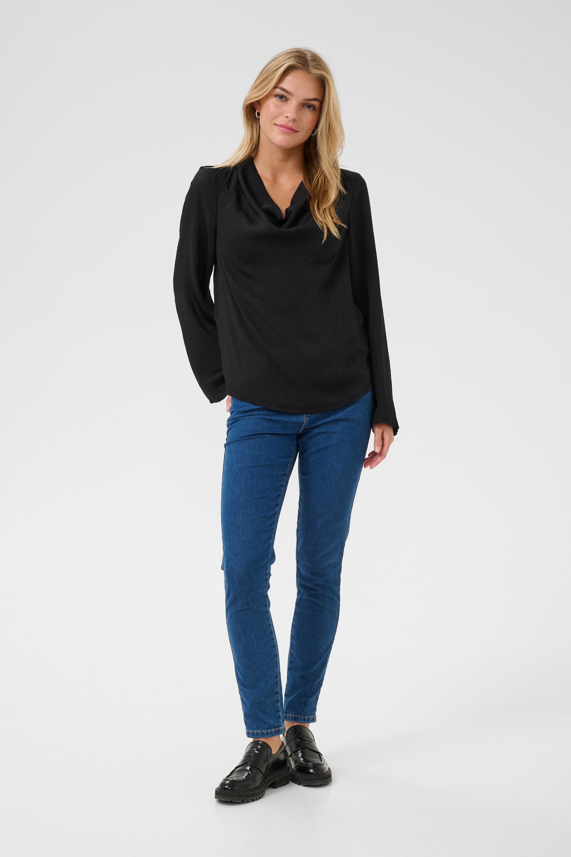 Langarm-Bluse Regular fit Black