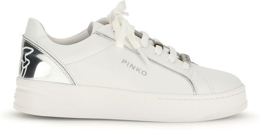 PINKO Weiße Kalbsleder Bos Taurus Low Top Sneaker