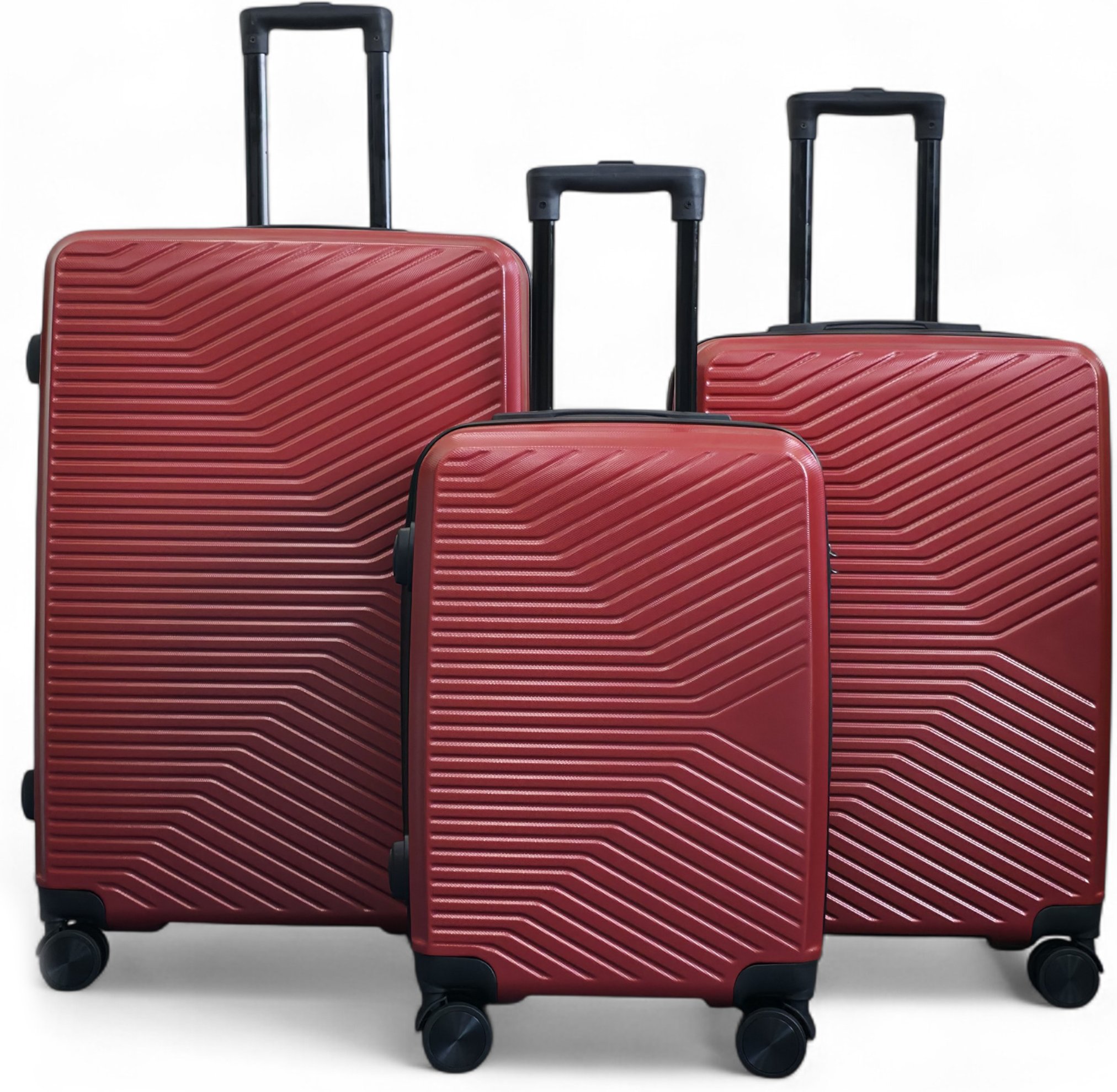 Hartschalenkoffer Rot Robustes 8-Rad-Gepäck Kabinenkoffer-Taschenset