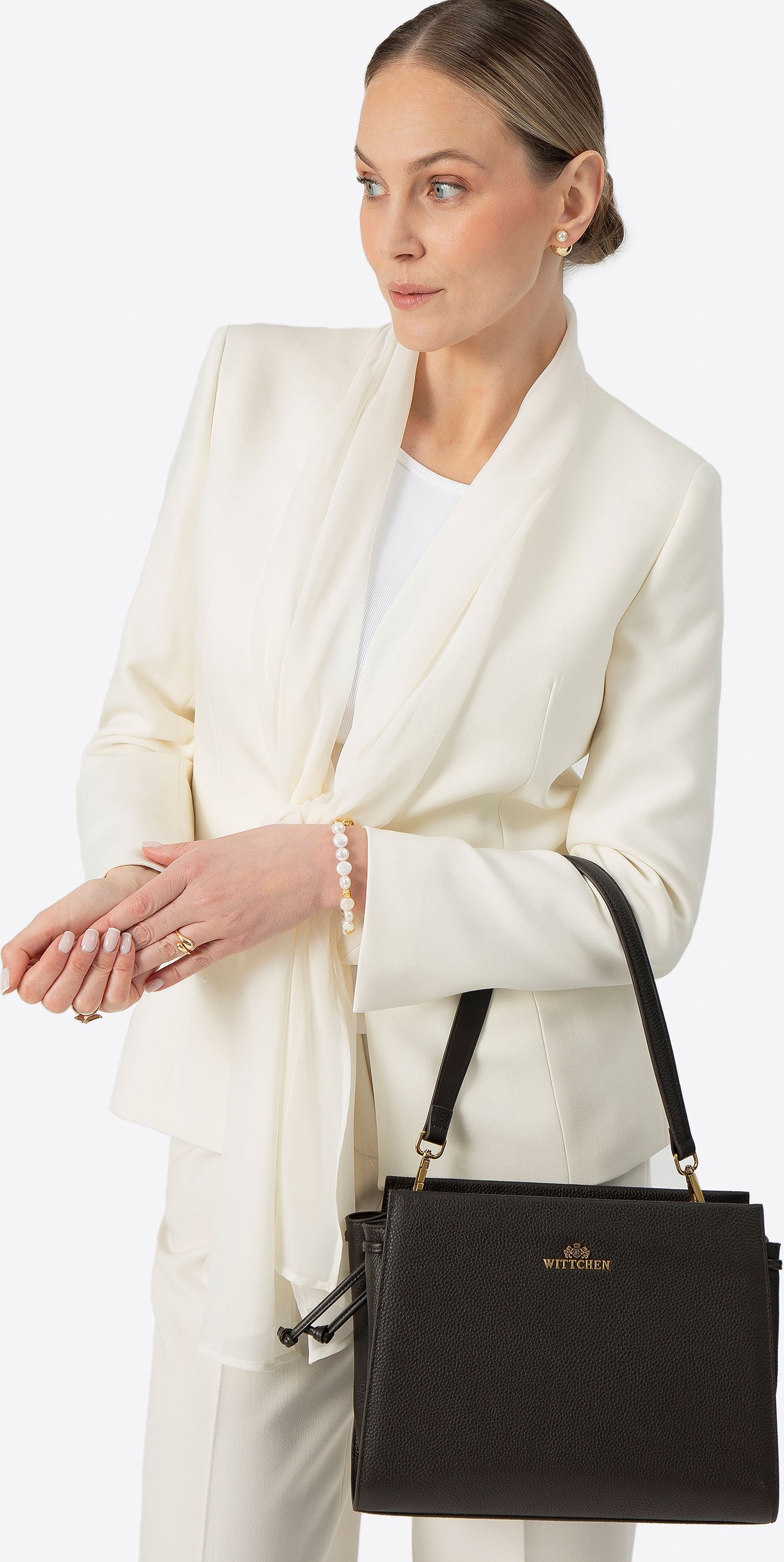 Wittchen Damen-Lederkoffer mit Riemen, Dunkelbraun, Naturleder