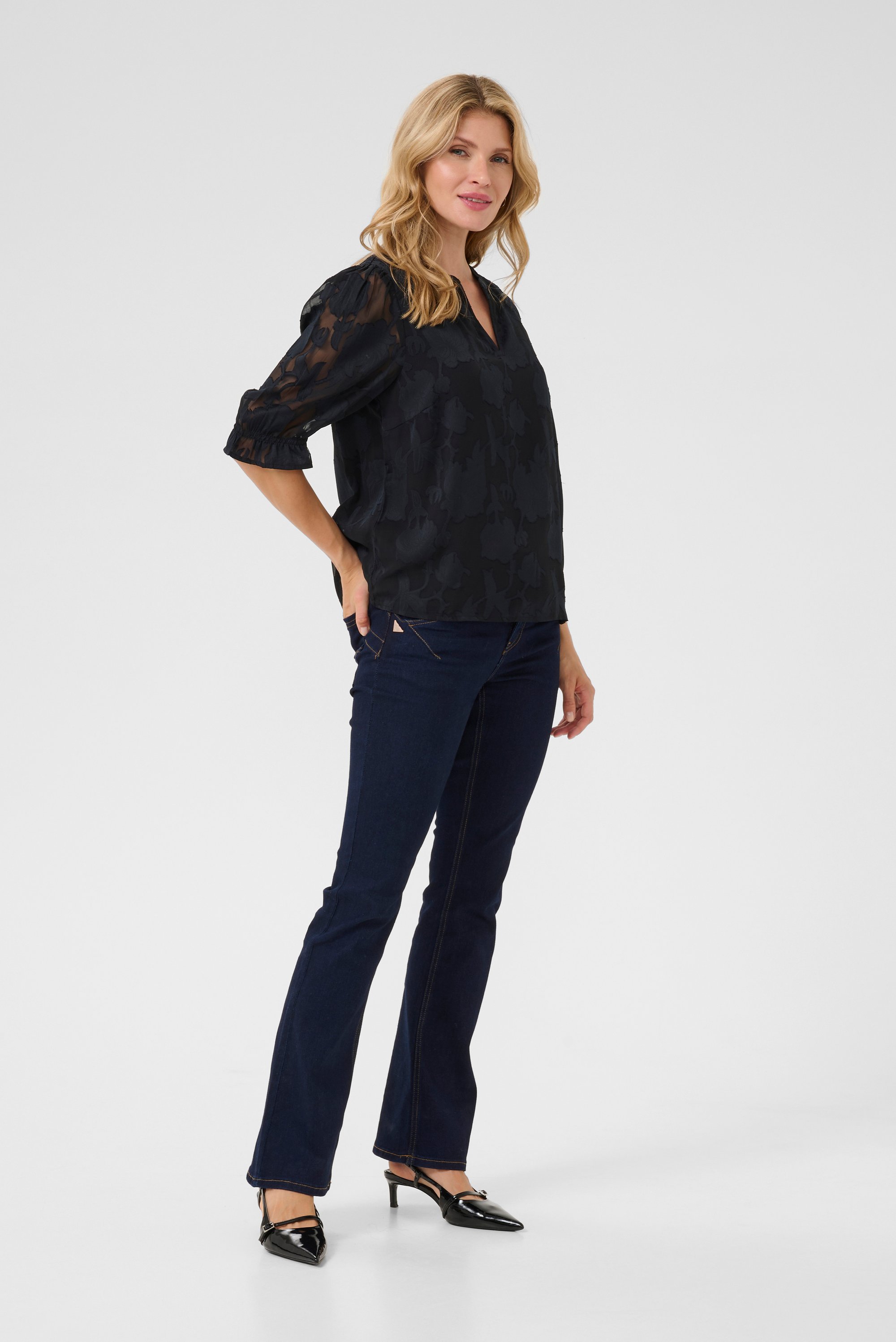 Kurzarm-Bluse Regular fit Pitch Blac