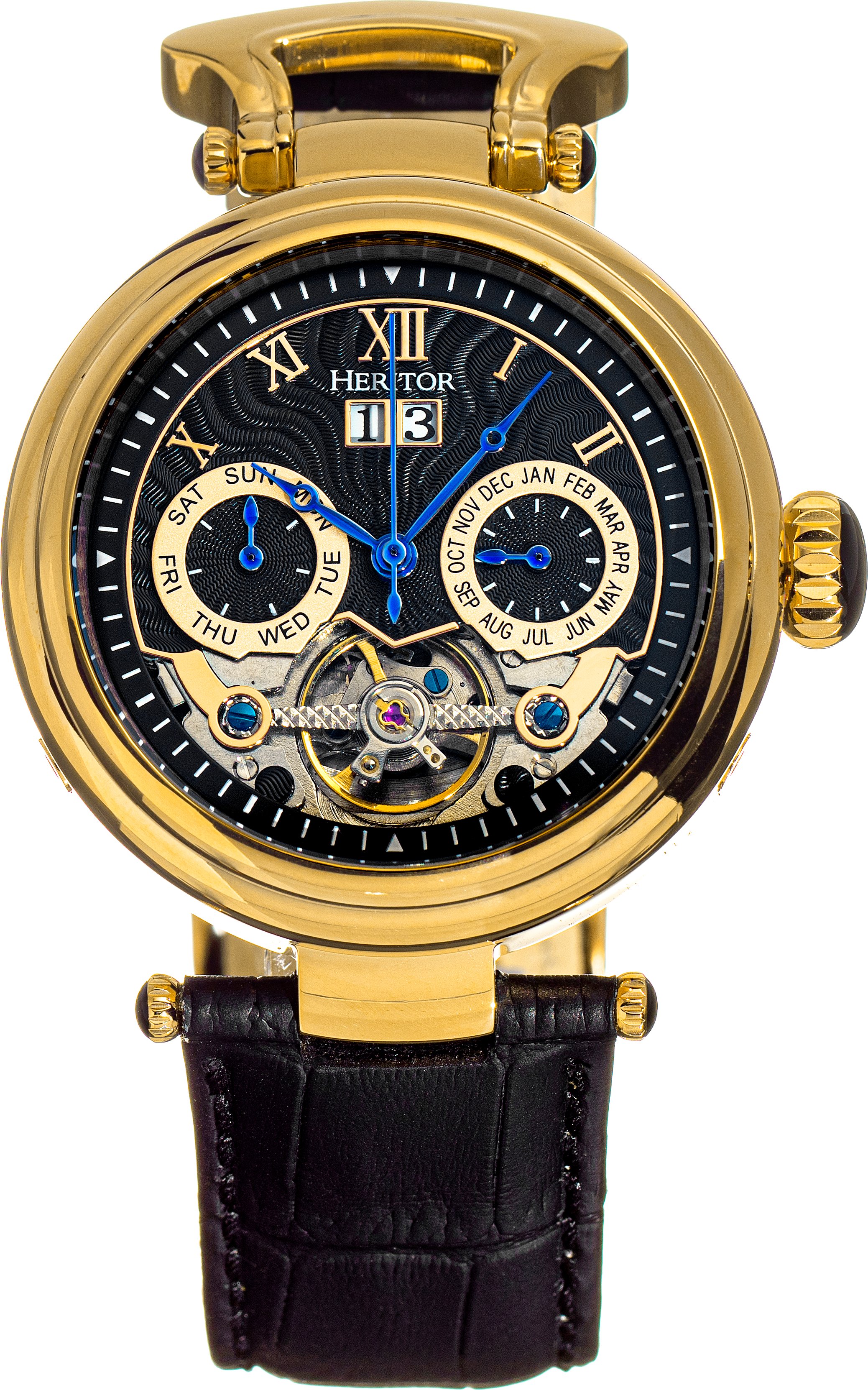 Heritor Automatikuhr Ganzi Semi-Skelett Lederband