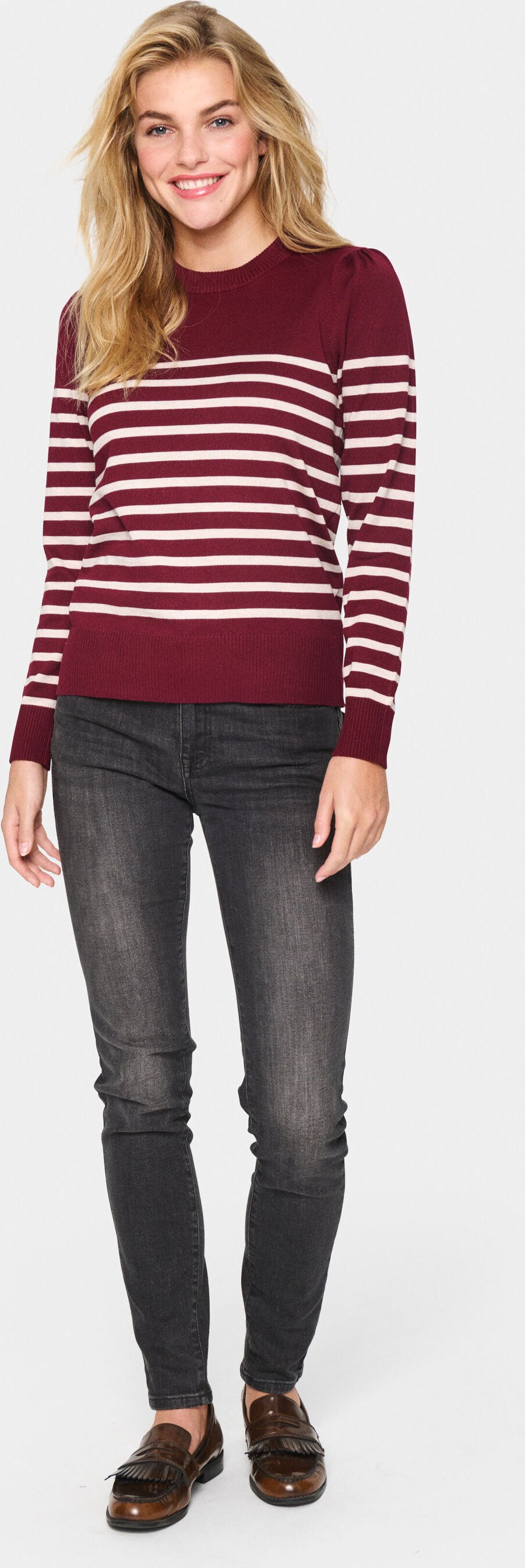 Strickpullover Gerade Passform white red