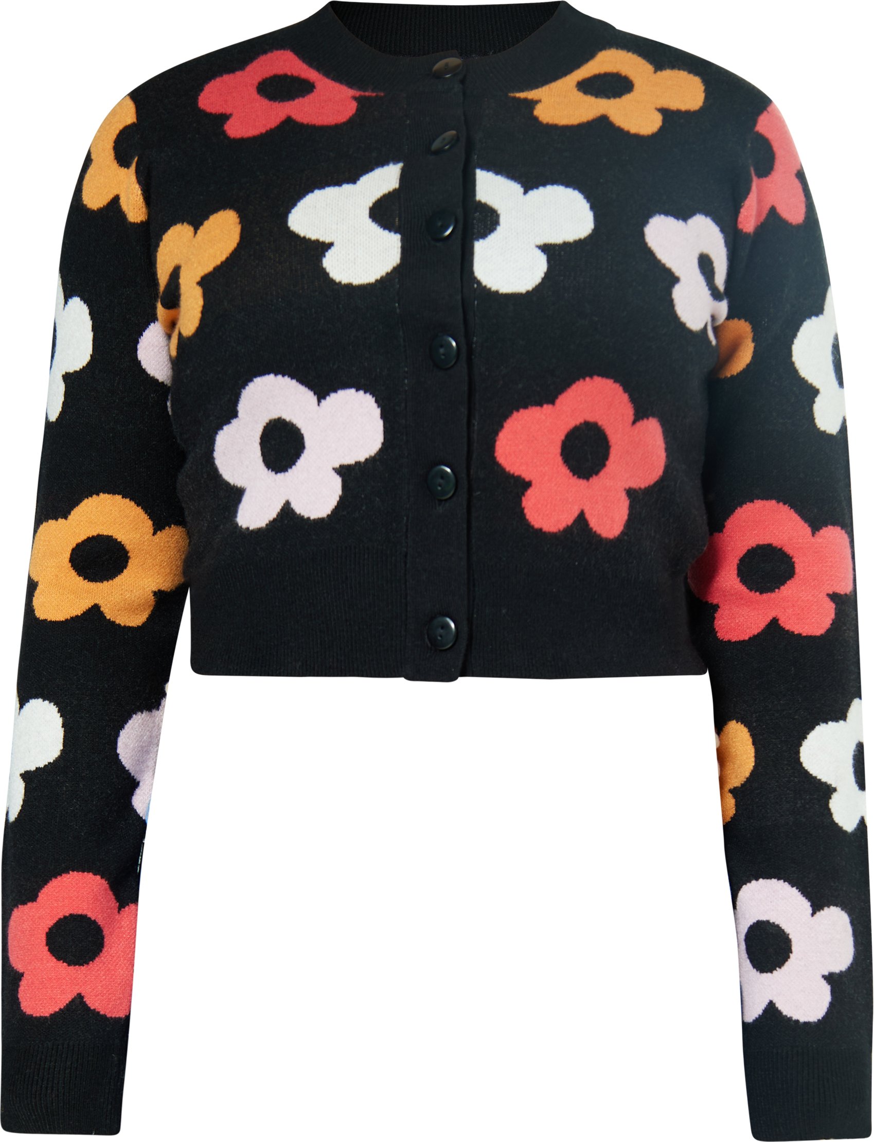 Mymo Strickjacke Frauen Schwarz Mehrfarbig