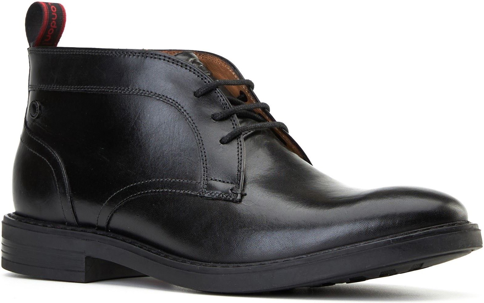 Base London Lincoln Herren Schwarze Leder Knöchelstiefel