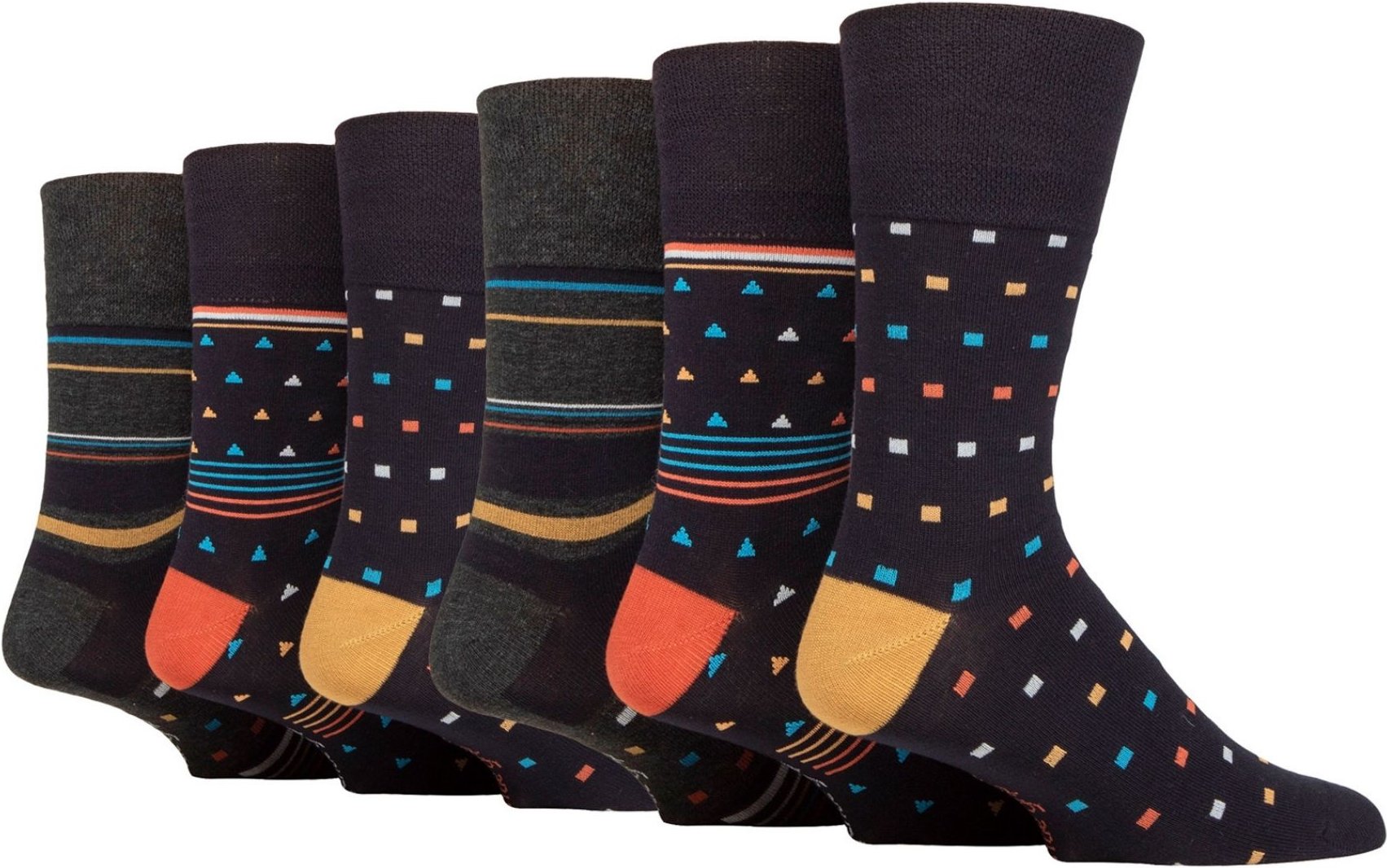 6er Pack Herren Baumwollsocken ohne Gummi, lockere Oberseite