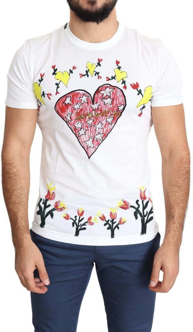 Dolce & Gabbana Herren T-Shirt aus Baumwolle mit weißem Saint Valentine Print