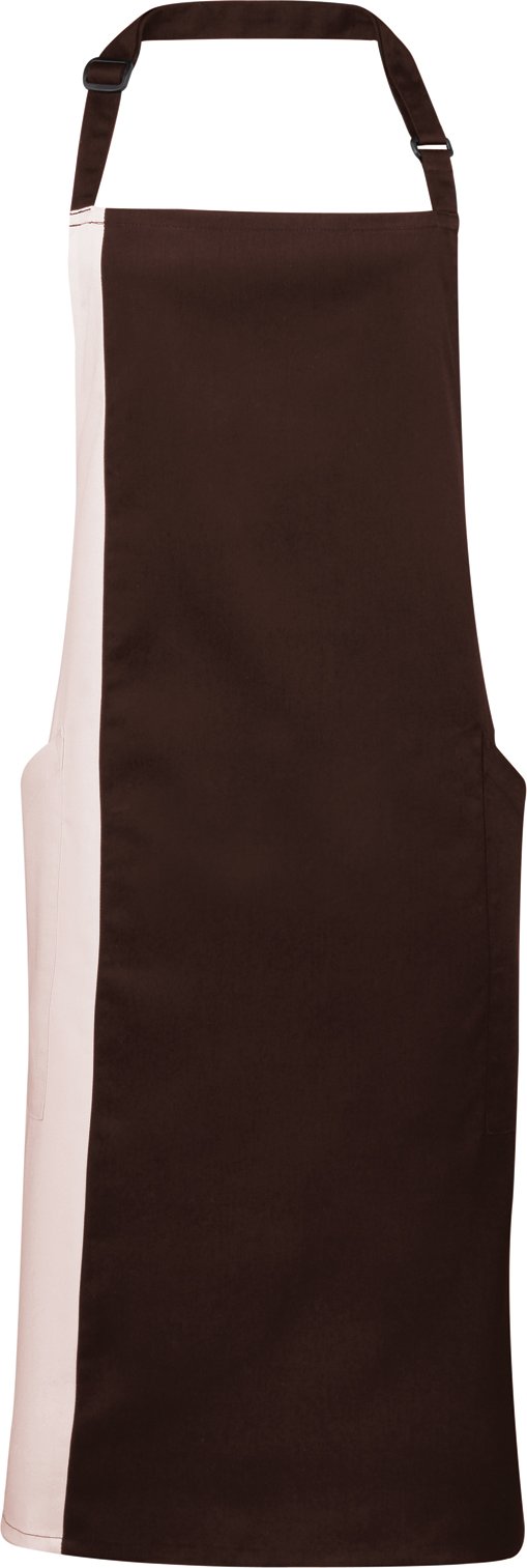 Premier Unisex-Kontrast-Latzschürze (2er-Pack) (Braun/Natur)