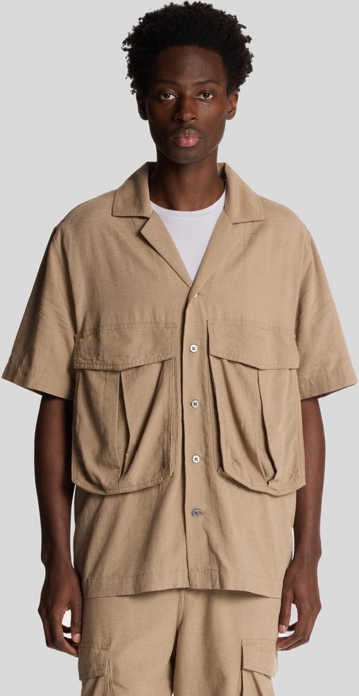 Thumbnail - Lyle & Scott Baumwoll-Leinen-Hemd mit Reverskragen – Desert Taupe