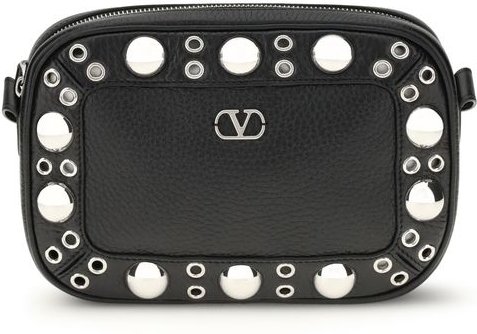 Schwarze Leder-Schultertasche