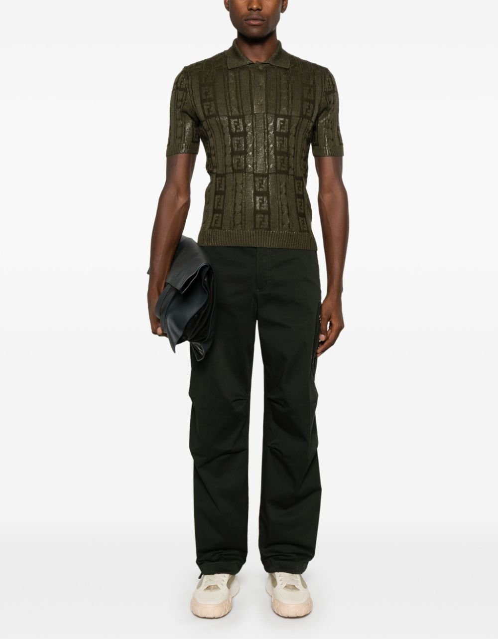 Armeegrünes Wollpolohemd