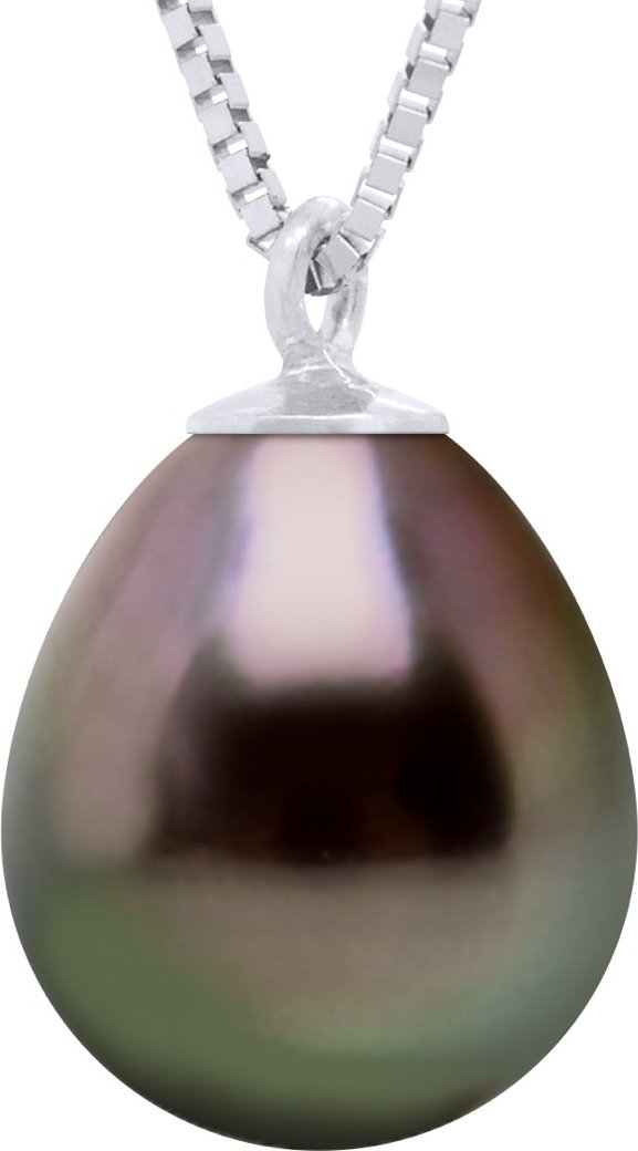 Halskette echte kultivierte Tahiti-Perle Birne 9-10 mm