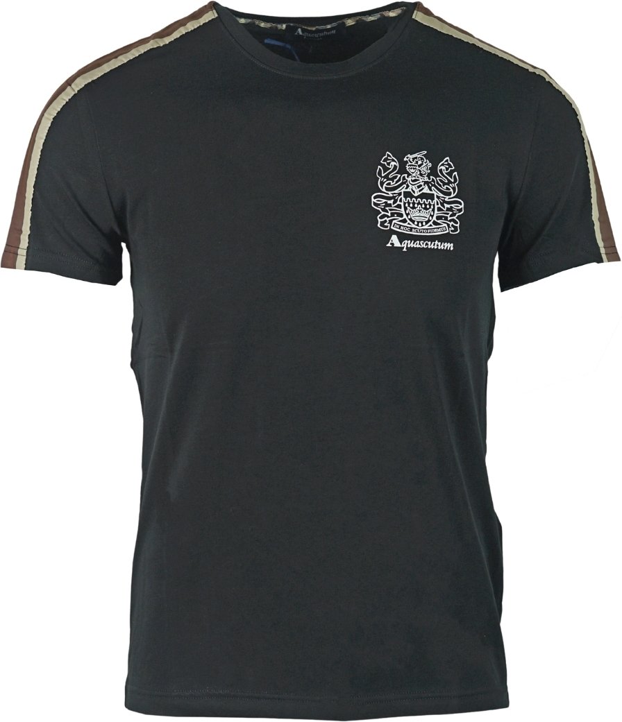 Aquascutum Schulterstreifen Schwarzes T-Shirt