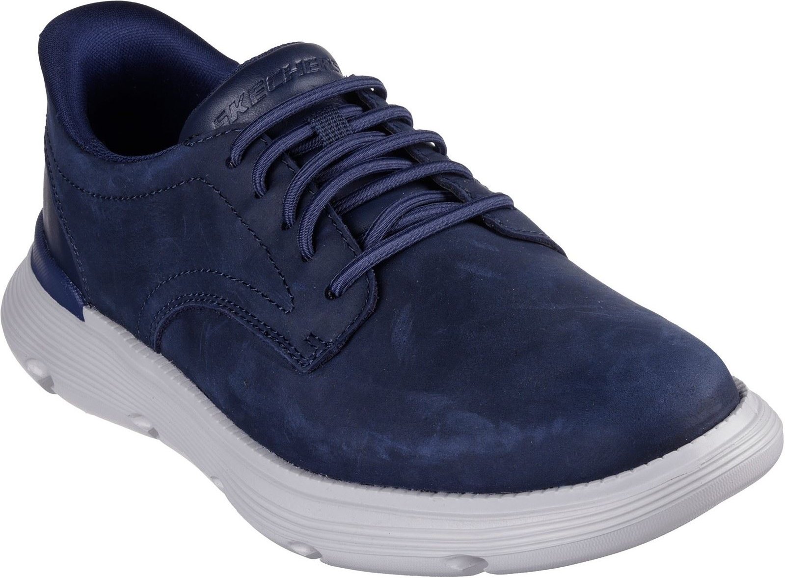Thumbnail - Skechers Garza Duran Leder Herren Schnürschuhe Navy/Weiß
