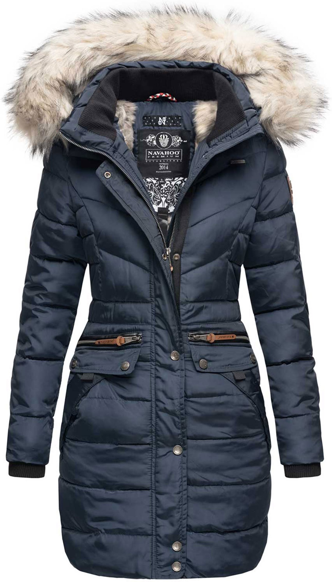 Navahoo Damen Winterjacke Paula – Extra Warm, Wasserabweisend & Mit Abnehmbarem Kunstfellkragen