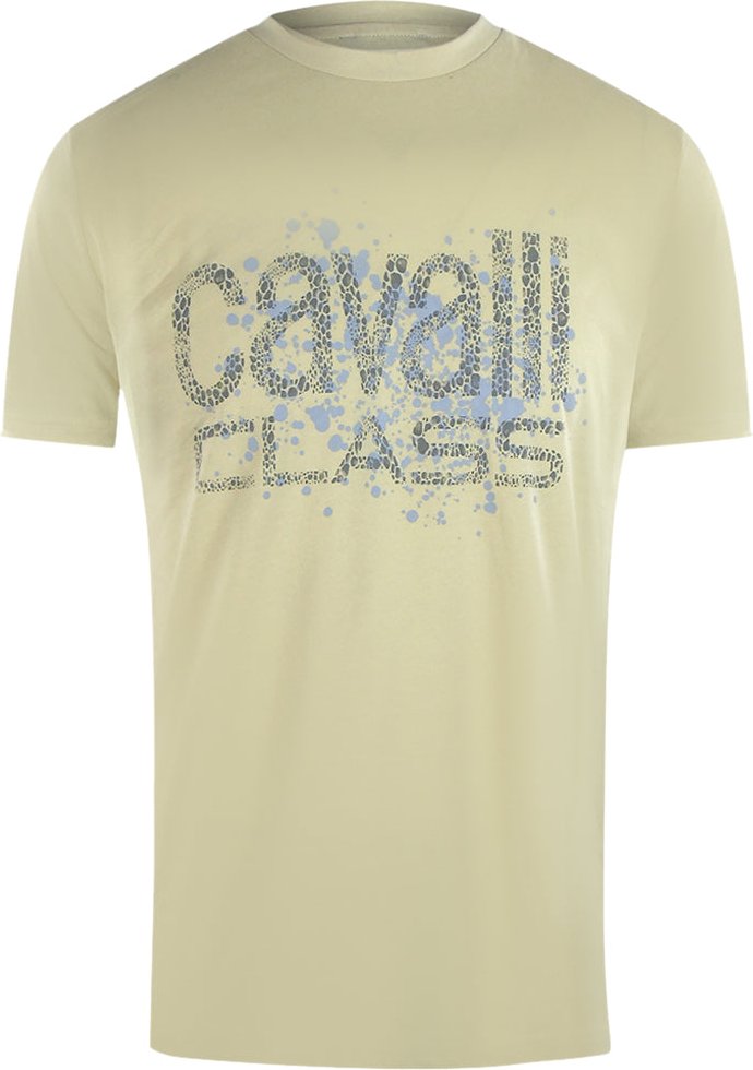 Cavalli Class T-shirt Mit Gesprühtem Logo In Beige Und Sand