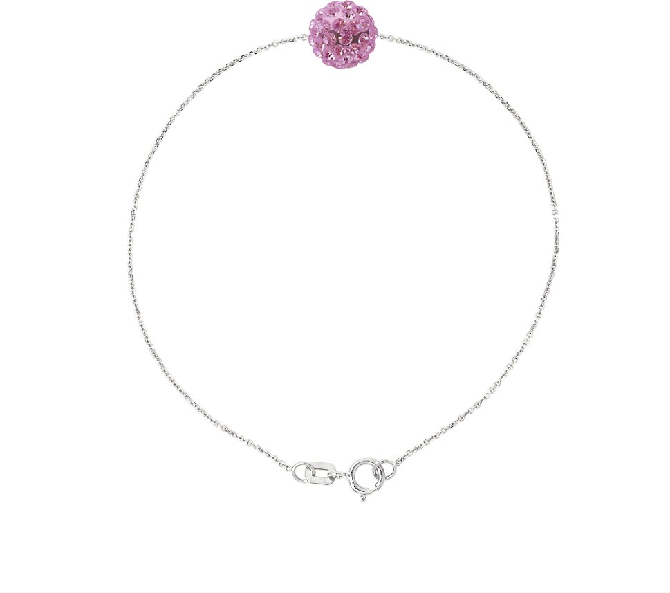 Bracelet Chaine Sphère Cristal PRECIOSA 10-11 mm Rose Argent 925