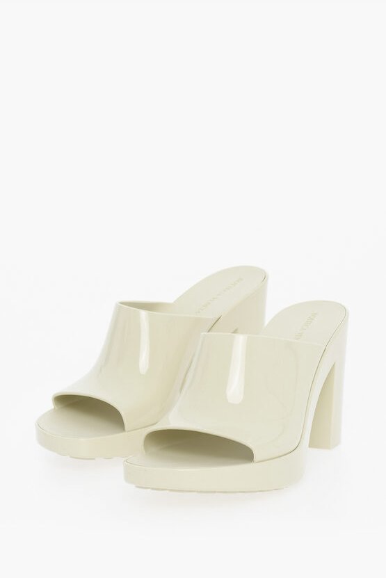 GLEAM Sandalen mit Absatz aus Gummi, 10 cm, in Weiß